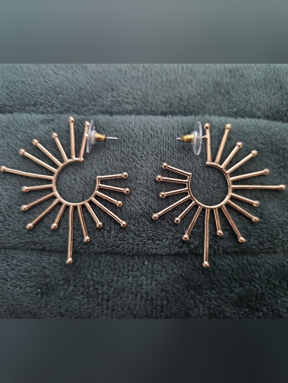 Gold Sunburst Hoop Earrings